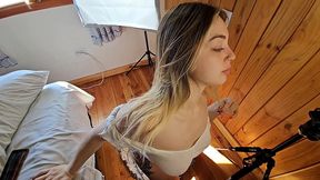 beautiful girl asks me to fill her mouth with milk.