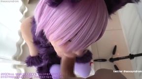 Oriental Doll Dressed Up &amp; Deepthroating in POV Blowjob, Bursting with Cream