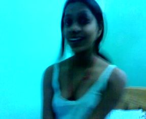 Skinny dark skin Indian college girl exposed on cam