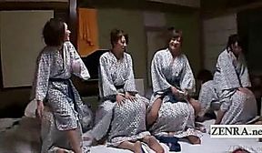 Subtitled Japanese AV stars femdom fun with amateur men