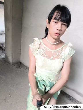 Ladyboy solo green thai dress