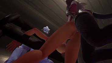 Redhead Elf has BSDM Threesome sex in a dungeon - Warcraft Parody
