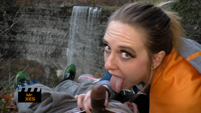 Public Outdoor Waterfall BlowJob Blonde Almost Caught