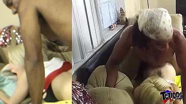 Midget sized blonde Hope Harper gets fucked rough and hard by big black cock