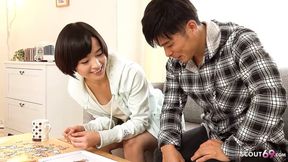 Slim Asian Teen Flirts for Cumshot After Classmate's Ejaculation