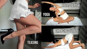Stretching in Sexy Workout Outfit
