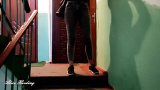 Compilation Alice into different Situations on the Street inside the Entrance into the Bar Shows her Boobs