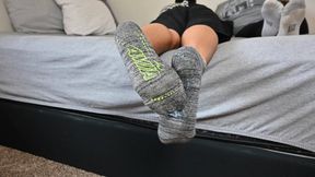 Massaging Dylan's feet while Astrid relaxes in background (1080)