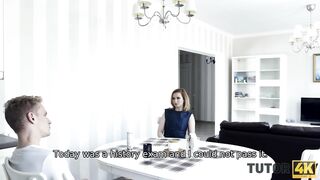 TUTOR4K. Boy deletes tutors dress and harshly fool around with mature woman