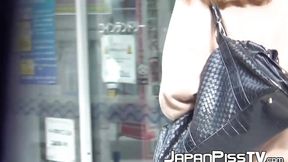 Pervy cameraman caught a group of ladies while peeing outdoor