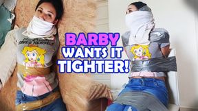 Barby Wants Tighter Bondage: Wrapped in Rope and Duct Tape by Dominatrix Lau (wmv)