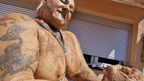 big huge fbb milf playing with the mud sunny day big belly monster offseason
