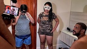 Interracial Lesbian Couple's First Porno with Two Studs in Motel