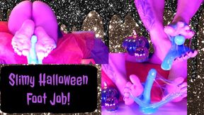 Multi-Technique Foot-job with SLIME Halloween