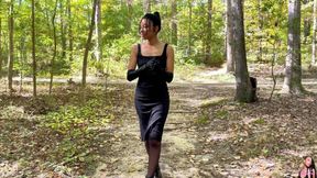 Step-mommy Wears Long Black Gloves in the Park