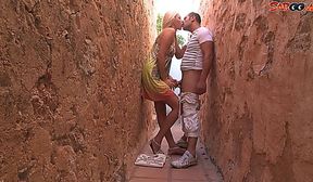 Blonde Teen Fucks Tourist in Alley HD now