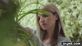 Tiny blonde babe Gina Gerson likes gardener's big cock a lot JOYMII