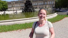 Public beauty! Reigning Queen at Herrenchiemsee Castle with a spicy fountain!
