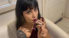 Enjoying two delicious cigarettes while drinking Paulaner