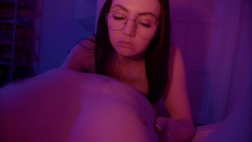 Naughty wench pegging her boy's and gets cum.