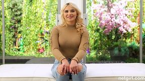 Cute curvy blonde enjoys big cock at casting