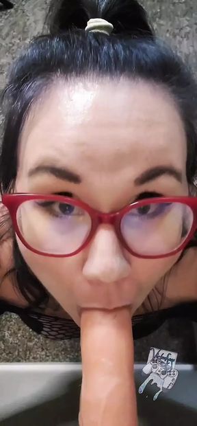 BBW Sucking on a Thrusting Dildo Sloppy BJ