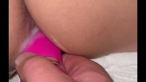 Cum dripping down my leg as getting fucked by Pink Rabbit and brown big dildo in my sailor outfit