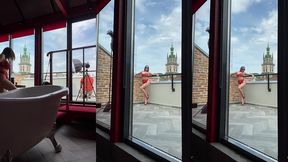 update #465 (june 28, 2020) one more backstage? in ?sexy? red lingerie️ with beautiful view outside ?