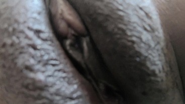 Ebony teen girl cum covered pussy