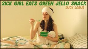 Sick Girl Eats Green Jello Snack