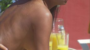 dee services her man with an outdoors interracial fuck by the pool