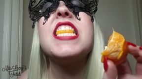 Miss Lacey Slurping and Sucking Out the Juices of a Ripe Clementine - HD 1080