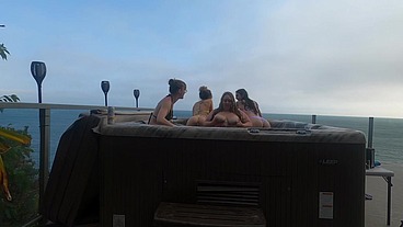 Babes having fun in hot tub