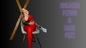 Lady Angela POLISH LANGUAGE stinky smelly sweaty sneakers red latex leggings POV bare feet soles