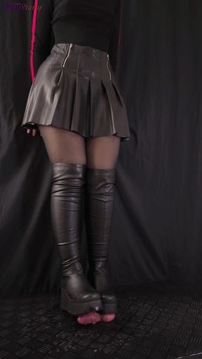 Crushing and Removing Bruises in Platform Knee High Boots - Cock Balls Crush Trample, Shoejob, CBT, Trampling, Bootjob, Stomping