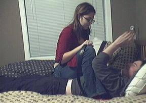 Chunky nerdy girlfriend starts sucking my cock all of a sudden
