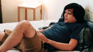 Stepmom and 19 yo stepsister always find bro jerking