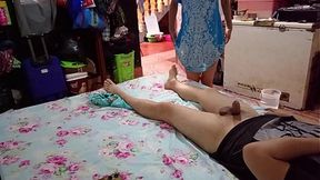 My stepmother discovers me masturbating, and offers me to lick her pussy, how she sucks it, wow, I've been hungry for that round ass for a long time, swallow it bitch