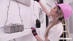 Petite Blonde Decorator Sweet Sophia Gets Strung on Big Hard Cock Hardcore