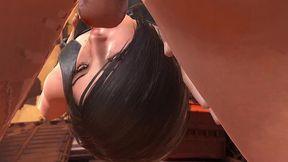 ada wong throat fucked while laying on her back - resident evil