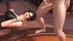 ada wong throat fucked while laying on her back - resident evil