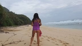 pink butt plug for beach yoga # gloria s no panties yoga on wild beach
