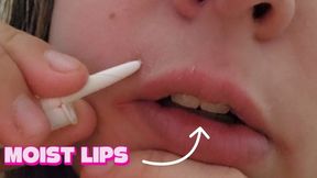 Chapped Lips closeup (licking and wetting the cracks)