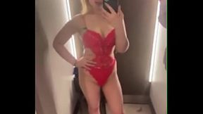 Exposing her juicy holes in the public changing room fuck fest