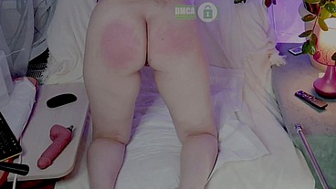 Spanking to red ass and dildo in pussy to orgasm