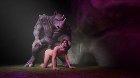 Rhino Mating with Youngster Man (Homo Wooly) / Super-naughty Life Furries