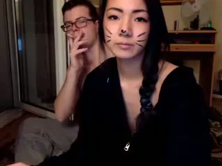 Cute titless and slender fresh Asian chick gives BJ and gets poked on webcam