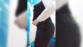 Hot Young Mexican MILF with Massive Ass&#x1F351; Strips Her Office Uniform for Sexy Bathroom Display