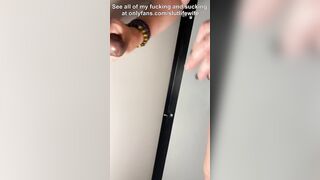 Gloryhole Cum Skank Blows a big black dick and Works Rough for her Cum