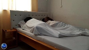 Horny african ebony stepmom fuck with stepson while they share bed in hostel - african black girl fantasy